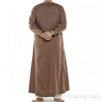 لون القطن العقيق رجال حمراء Kaftan Thobe